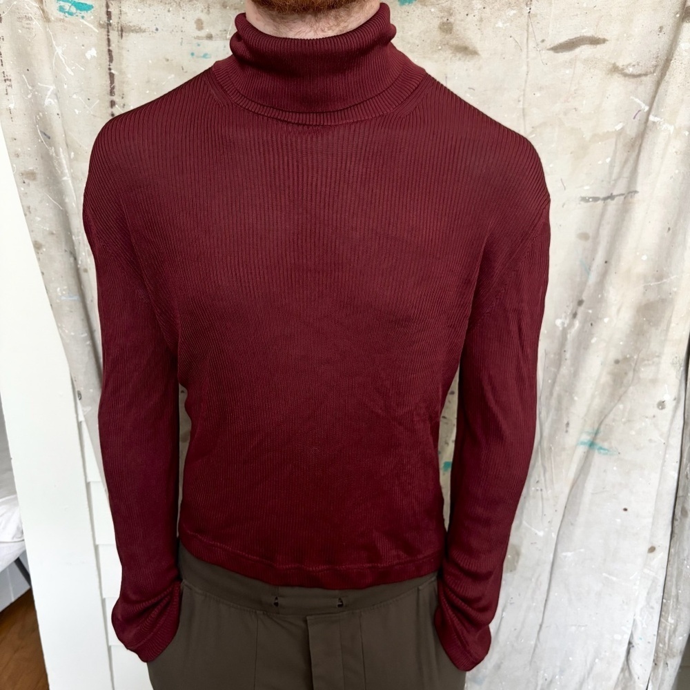 Tom Ford 100% Silk Ribbed Turtleneck Sweater